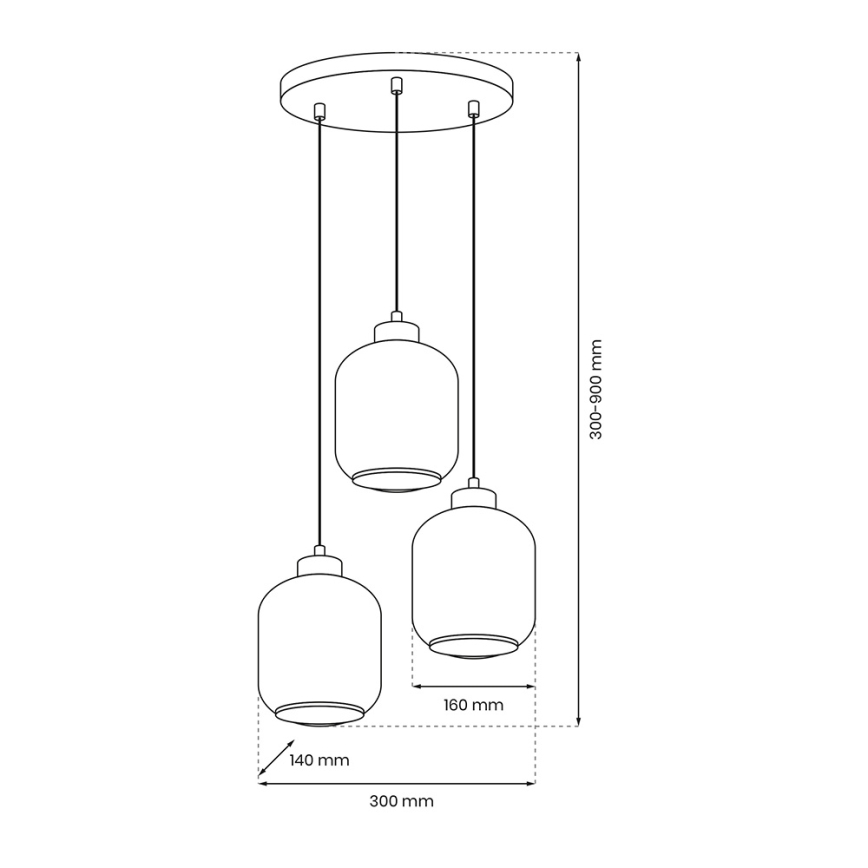 Chandelier on a string SOMBRA 3xE27/60W/230V grey