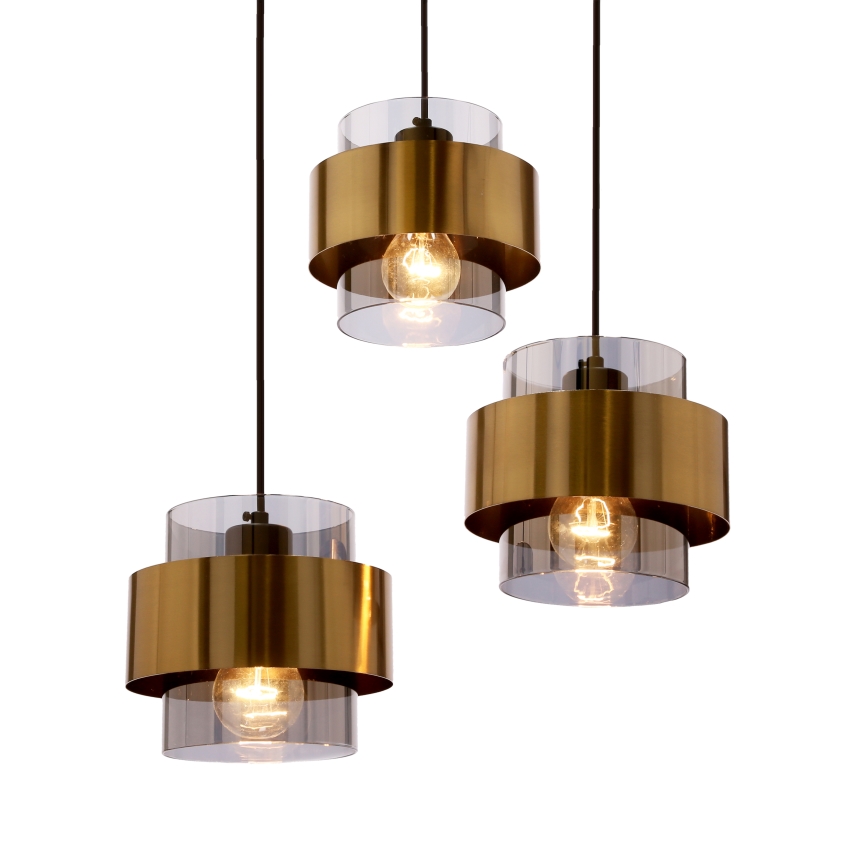 Chandelier on a string SPIEGA 3xE27/60W/230V gold/black