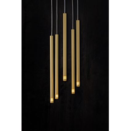 Chandelier on a string STALACTITE LASER 5xG9/2,5W/230V gold