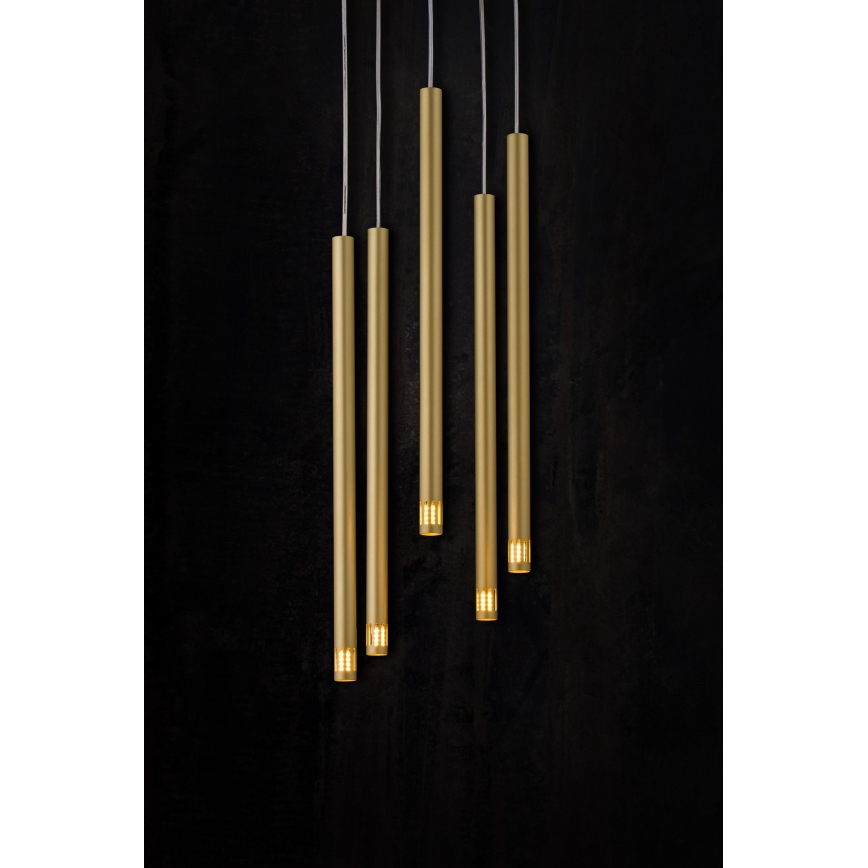 Chandelier on a string STALACTITE LASER 5xG9/2,5W/230V gold