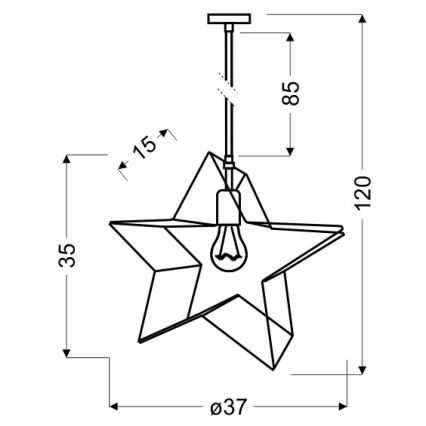 Chandelier on a string STAR 1xE27/60W/230V