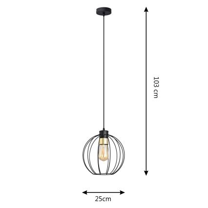 Chandelier on a string STARLIGHT 1xE27/15W/230V black/gold
