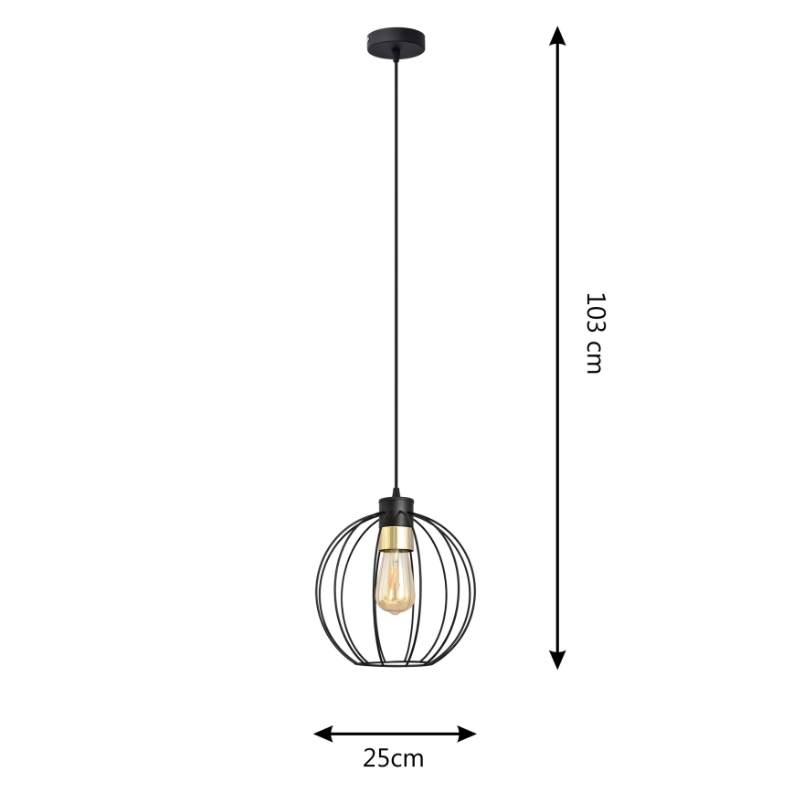 Chandelier on a string STARLIGHT 1xE27/15W/230V black/gold