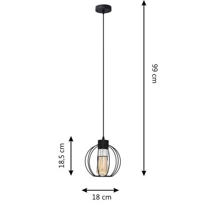 Chandelier on a string STARLIGHT 1xE27/15W/230V black/silver