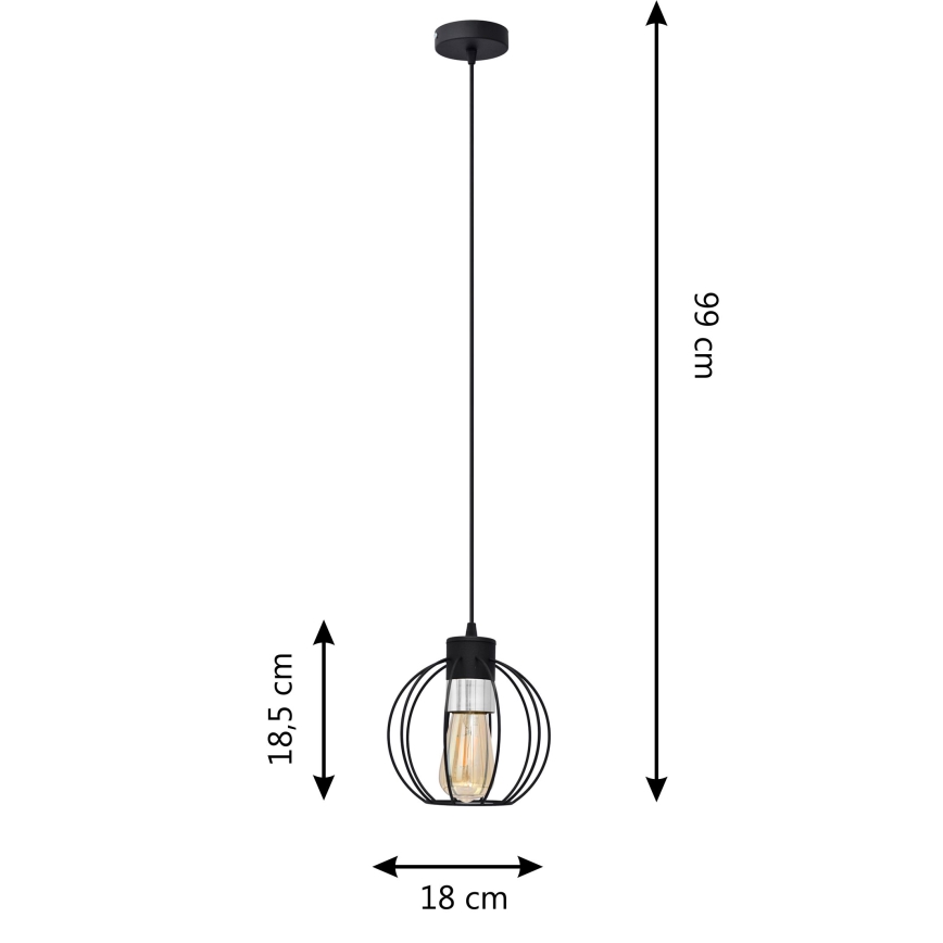 Chandelier on a string STARLIGHT 1xE27/15W/230V black/silver