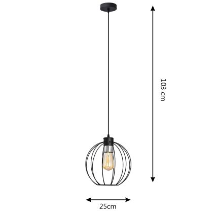 Chandelier on a string STARLIGHT 1xE27/15W/230V black/silver