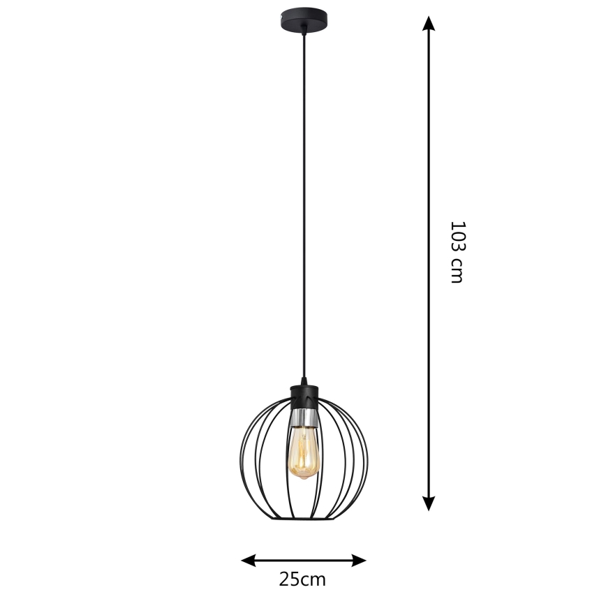 Chandelier on a string STARLIGHT 1xE27/15W/230V black/silver
