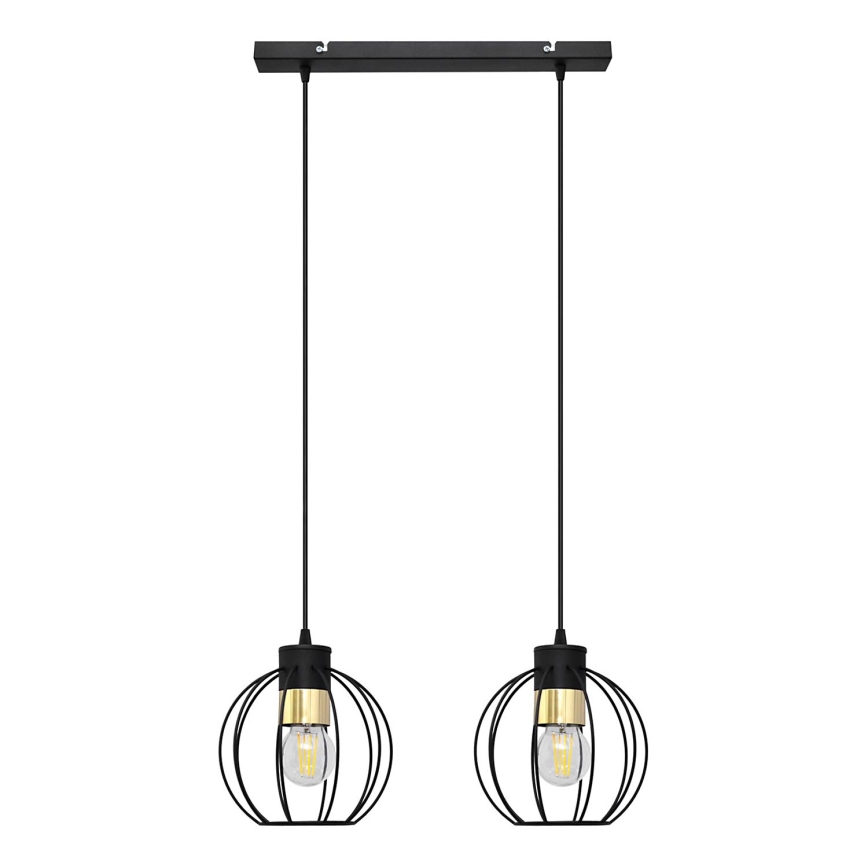 Chandelier on a string STARLIGHT 2xE27/15W/230V black/gold