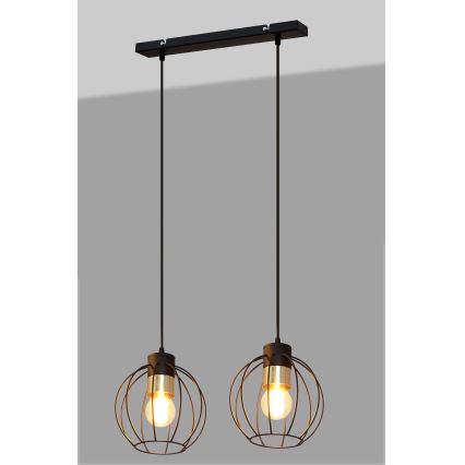 Chandelier on a string STARLIGHT 2xE27/15W/230V black/gold