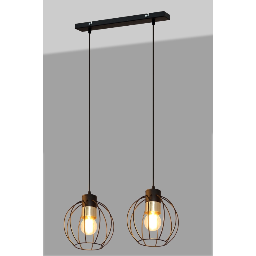 Chandelier on a string STARLIGHT 2xE27/15W/230V black/gold