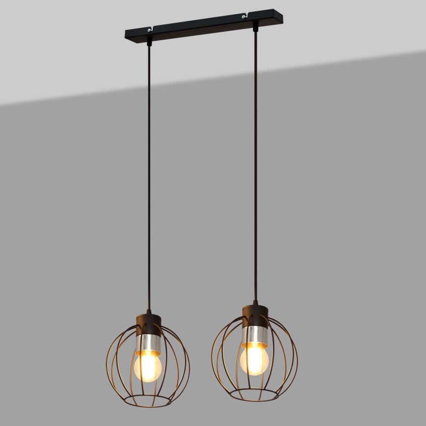 Chandelier on a string STARLIGHT 2xE27/15W/230V black/silver