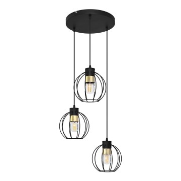 Chandelier on a string STARLIGHT 3xE27/15W/230V black/gold