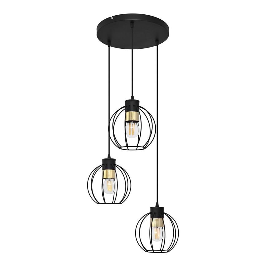 Chandelier on a string STARLIGHT 3xE27/15W/230V black/gold