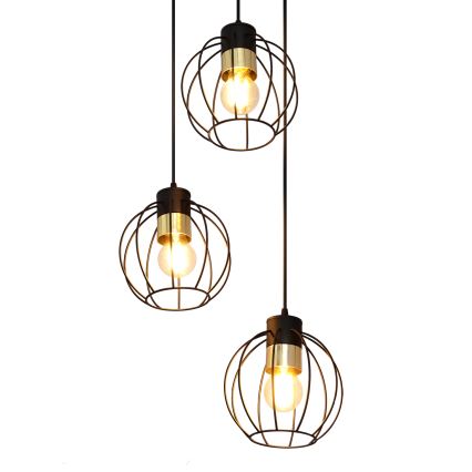 Chandelier on a string STARLIGHT 3xE27/15W/230V black/gold