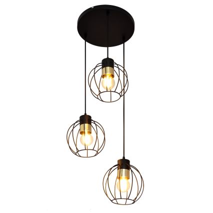 Chandelier on a string STARLIGHT 3xE27/15W/230V black/gold
