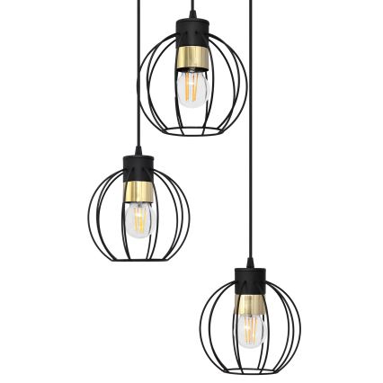 Chandelier on a string STARLIGHT 3xE27/15W/230V black/gold