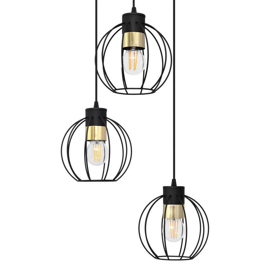 Chandelier on a string STARLIGHT 3xE27/15W/230V black/gold