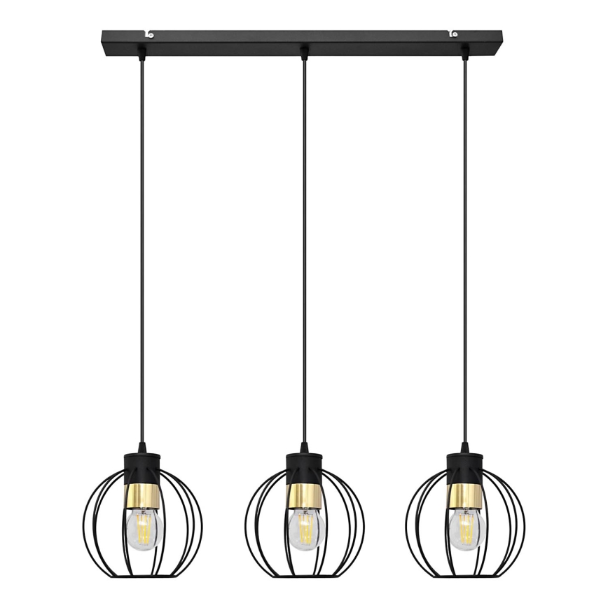 Chandelier on a string STARLIGHT 3xE27/15W/230V black/gold