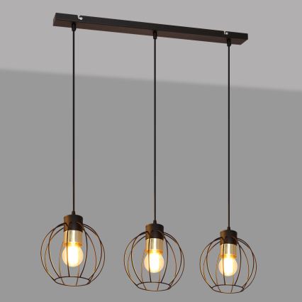 Chandelier on a string STARLIGHT 3xE27/15W/230V black/gold