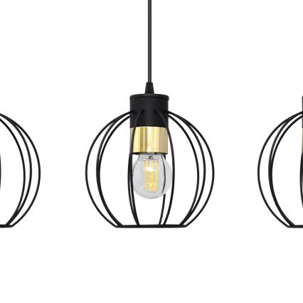 Chandelier on a string STARLIGHT 3xE27/15W/230V black/gold
