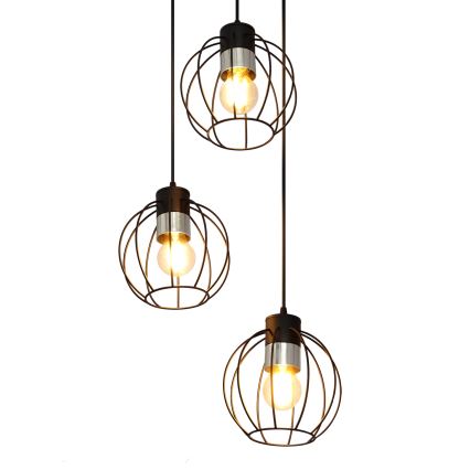 Chandelier on a string STARLIGHT 3xE27/15W/230V black/silver