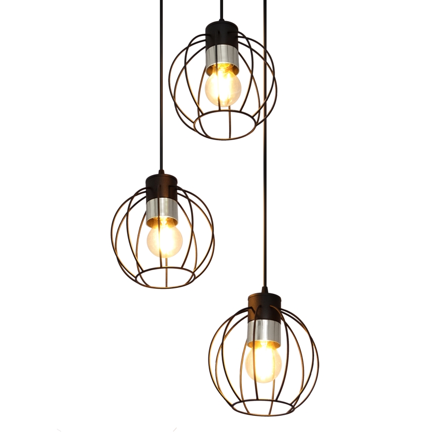 Chandelier on a string STARLIGHT 3xE27/15W/230V black/silver