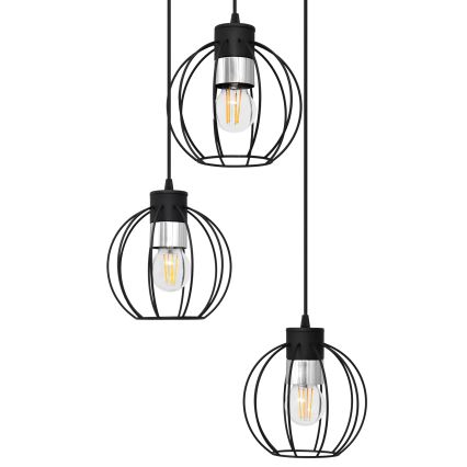 Chandelier on a string STARLIGHT 3xE27/15W/230V black/silver