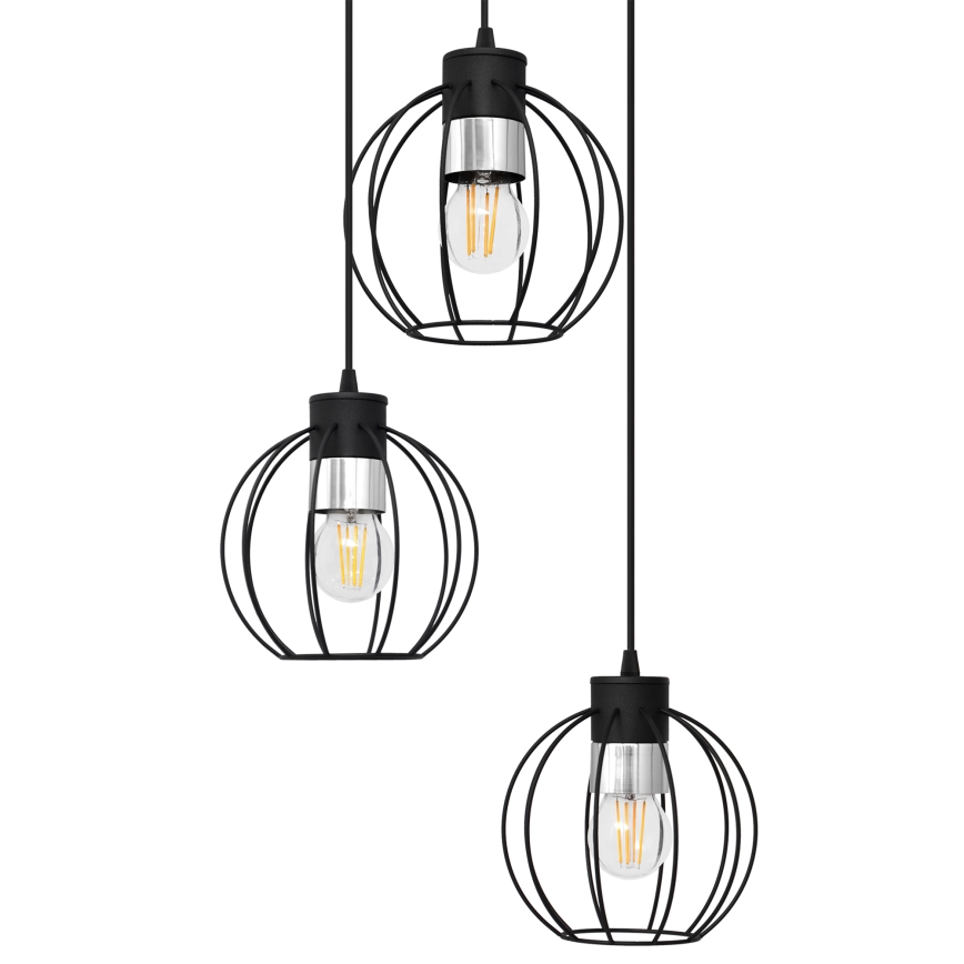 Chandelier on a string STARLIGHT 3xE27/15W/230V black/silver