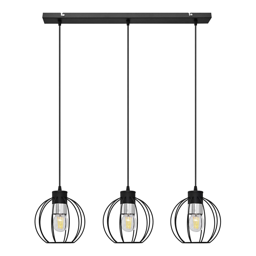 Chandelier on a string STARLIGHT 3xE27/15W/230V black/silver