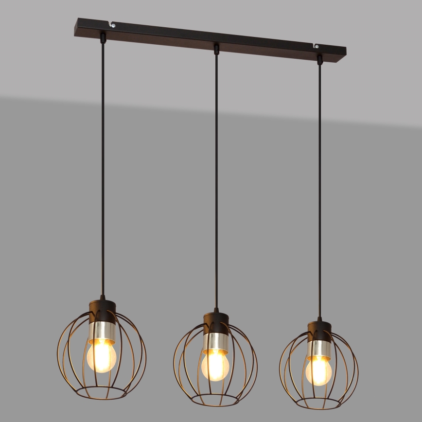 Chandelier on a string STARLIGHT 3xE27/15W/230V black/silver