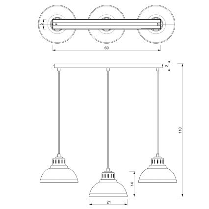 Chandelier on a string SVEN 3xE27/15W/230V brass