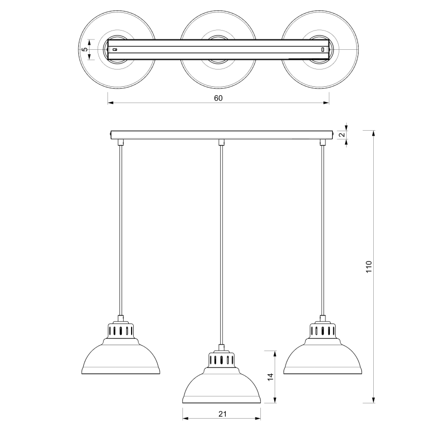 Chandelier on a string SVEN 3xE27/15W/230V white