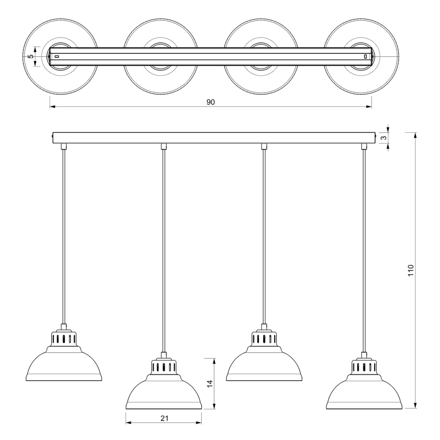 Chandelier on a string SVEN 4xE27/15W/230V beige