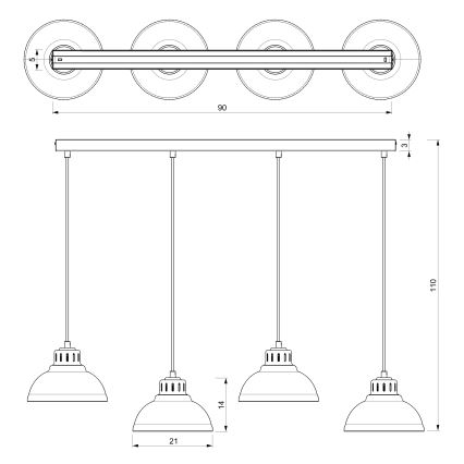 Chandelier on a string SVEN 4xE27/15W/230V white