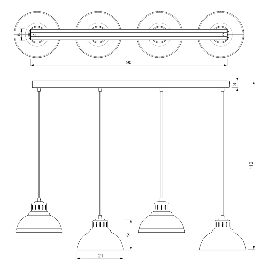 Chandelier on a string SVEN 4xE27/15W/230V white