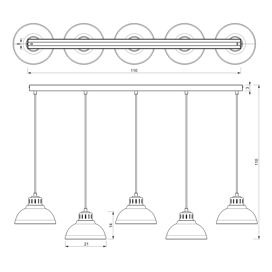 Chandelier on a string SVEN 5xE27/15W/230V beige