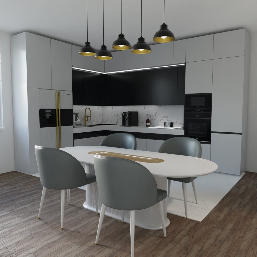 Chandelier on a string SVEN 5xE27/15W/230V black/gold