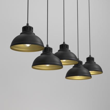 Chandelier on a string SVEN 5xE27/15W/230V black/gold