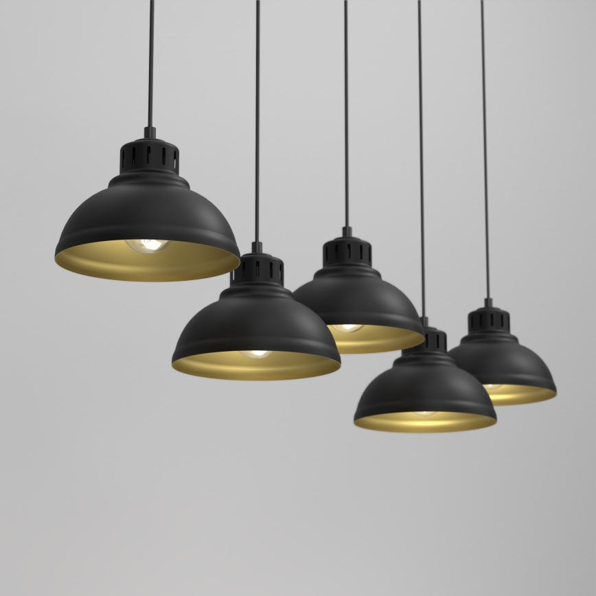 Chandelier on a string SVEN 5xE27/15W/230V black/gold