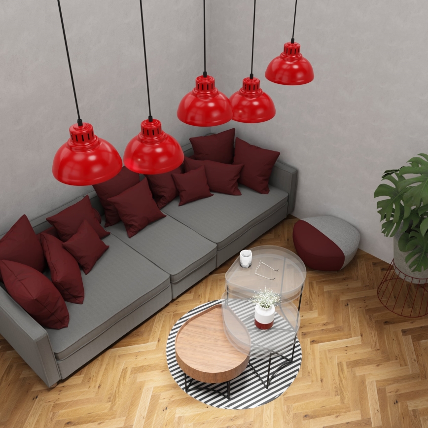 Chandelier on a string SVEN 5xE27/15W/230V red