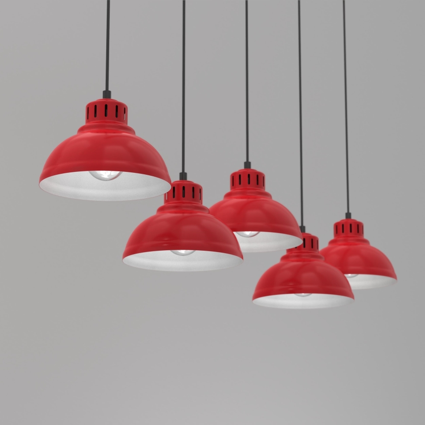 Chandelier on a string SVEN 5xE27/15W/230V red