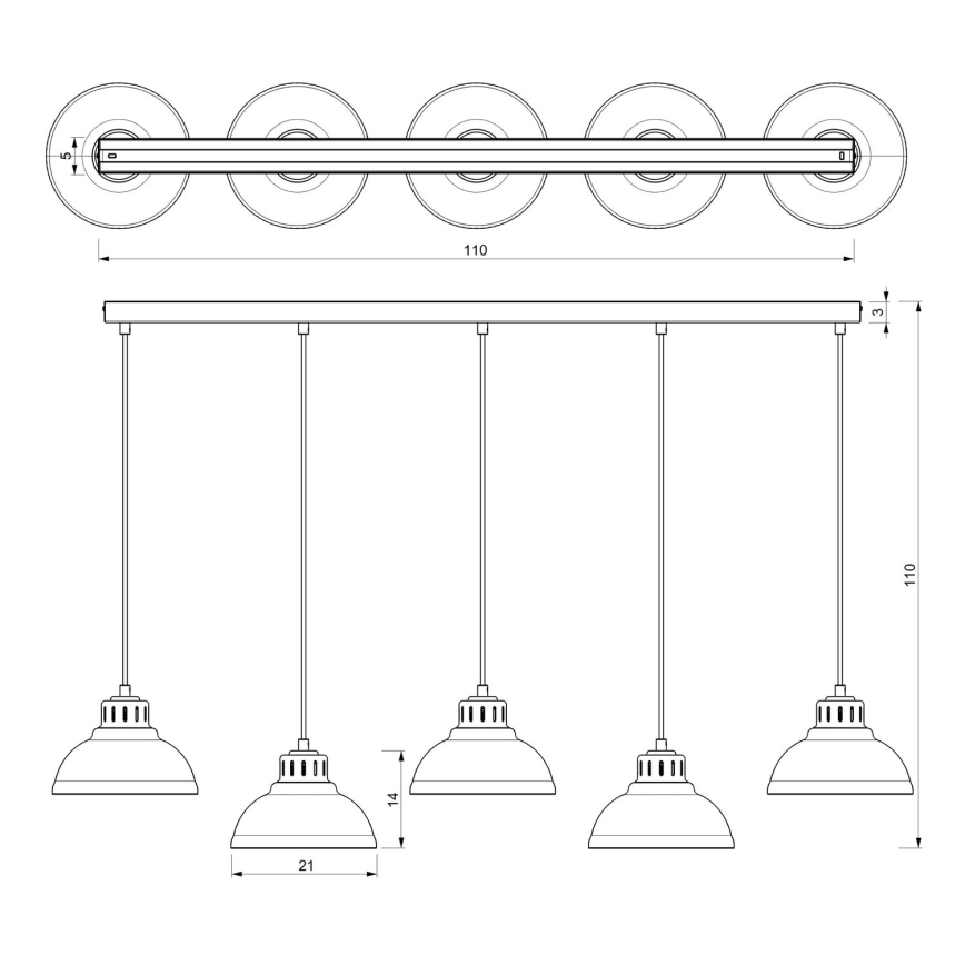 Chandelier on a string SVEN 5xE27/15W/230V red