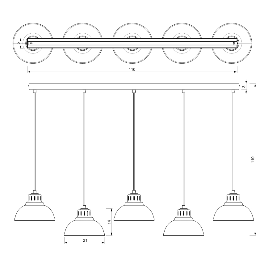 Chandelier on a string SVEN 5xE27/15W/230V white