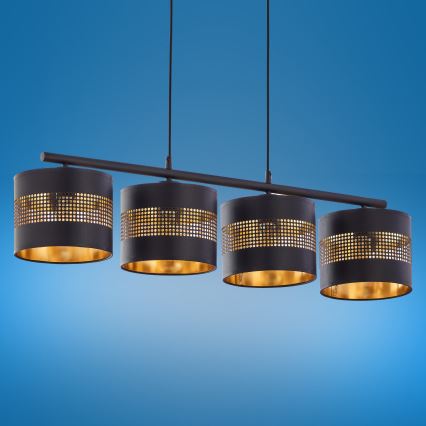 Chandelier on a string TAGO 4xE27/15W/230V black/gold