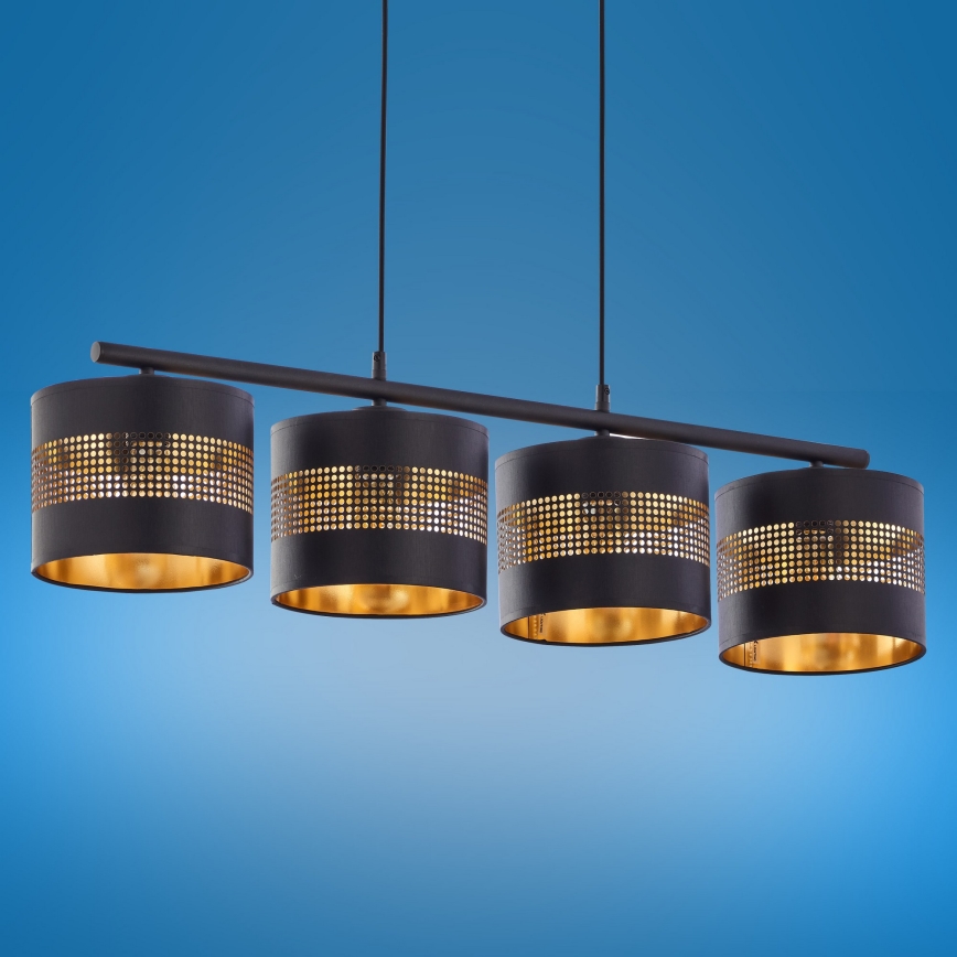 Chandelier on a string TAGO 4xE27/15W/230V black/gold