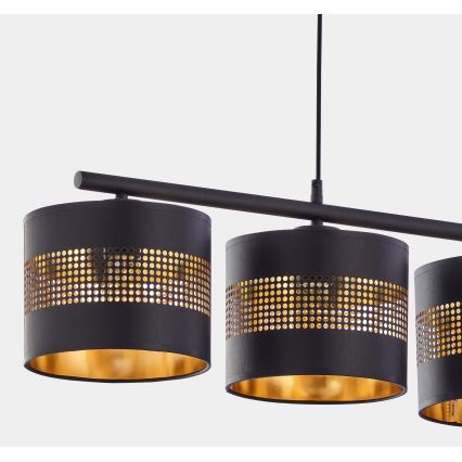 Chandelier on a string TAGO 4xE27/15W/230V black/gold