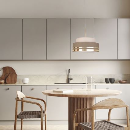 Chandelier on a string TAMI 1xE27/60W/230V d. 40 cm beige/brown/gold