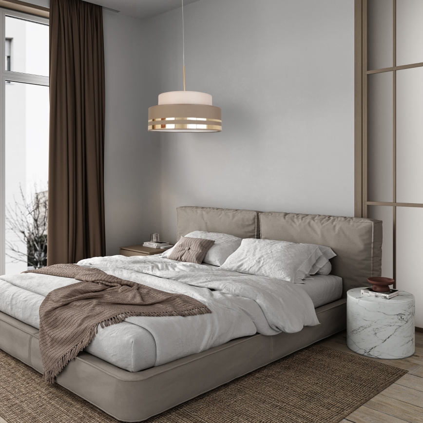 Chandelier on a string TAMI 1xE27/60W/230V d. 40 cm beige/brown/gold