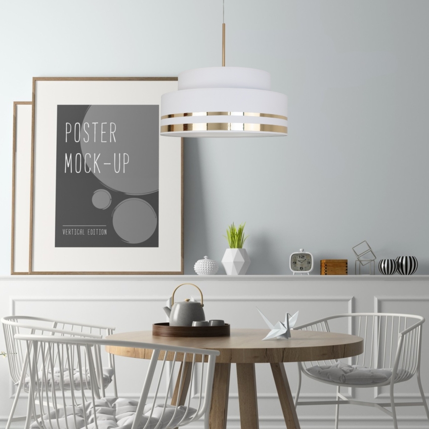 Chandelier on a string TAMI 1xE27/60W/230V d. 40 cm creamy/gold