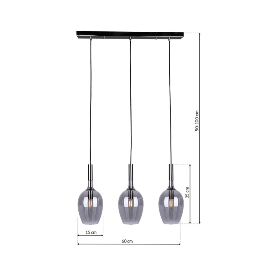 Chandelier on a string TANGO 3xE14/40W/230V black